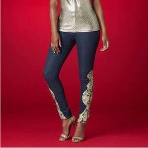 NEW Dress skinny jeans-gold lace design